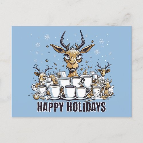 Reindeer Coffee Postcard