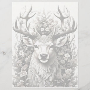 Reindeer Coloring Page - Grayscale