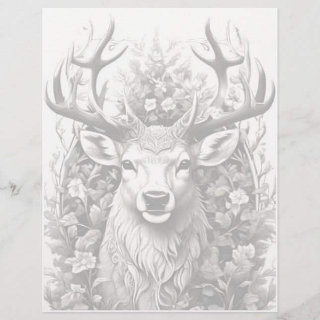 Reindeer Coloring Page - Grayscale (Front)