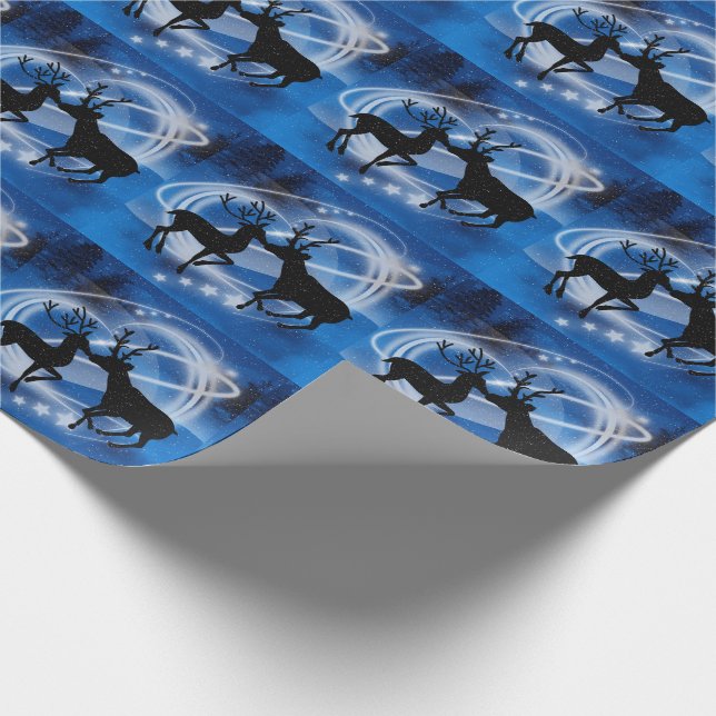Reindeer Couple Kissing in a Winter Swirl of Love Wrapping Paper (Corner)