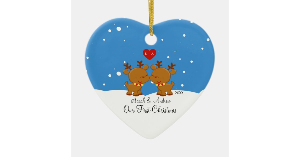 reindeer couple our first christmas ornament zazzle com