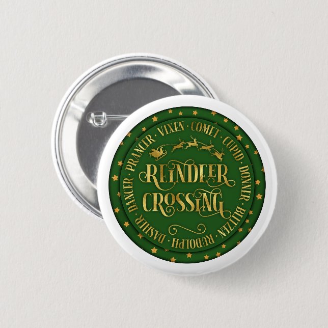 Reindeer Crossing Button (Front & Back)