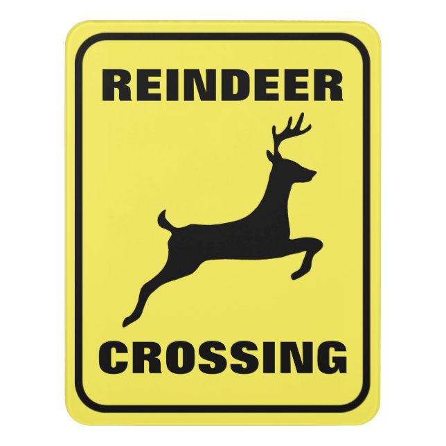 Reindeer Crossing Door Sign (Contemporary Vert)