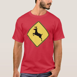 Reindeer Crossing Sign Christmas Shirt