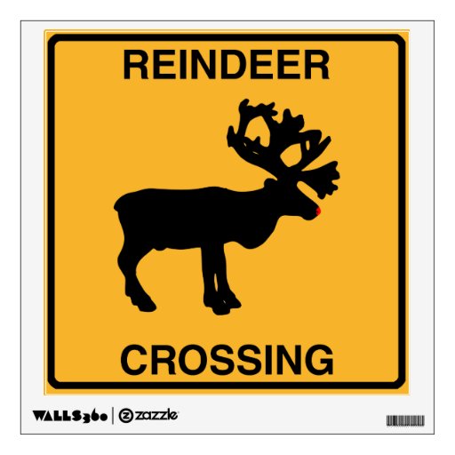 Reindeer Crossing Street Sign Wall Decal | Zazzle