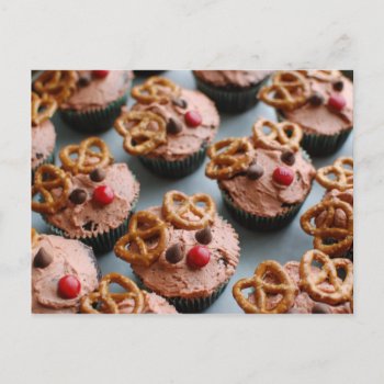 Reindeer Cupcakes Postcard by HollyShop at Zazzle