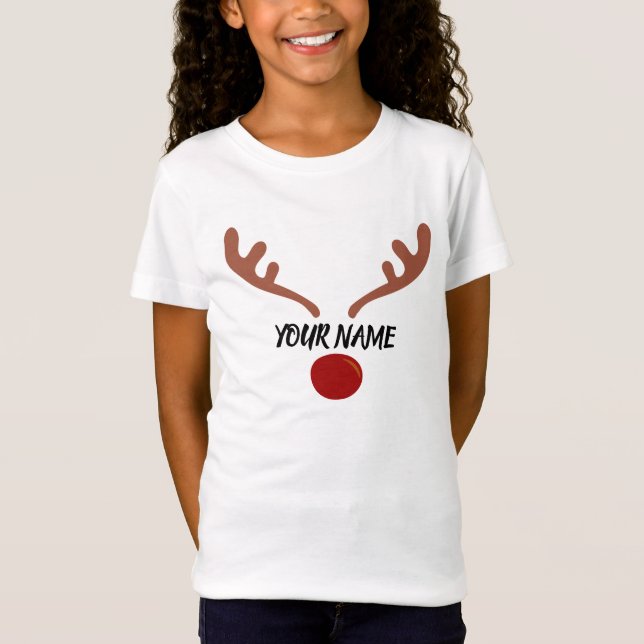 Reindeer Custom Christmas Personalized T-Shirt (Front)