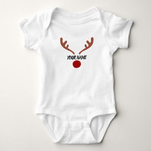 Reindeer Custom Christmas Personalized T_Shirt Baby Bodysuit