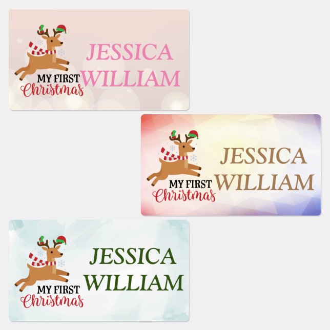 Reindeer Custom Name School Kids' Labels (Group)