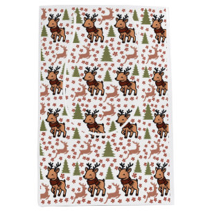 Reindeer cute floral mug medium gift bag