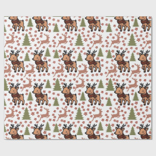 Reindeer cute floral mug wrapping paper
