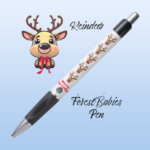 Reindeer Cute Funny Xmas Deer w/ Antlers White 🦌 Pen