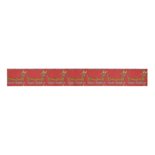 Reindeer Dachshund Merry Christmas Grosgrain Ribbon