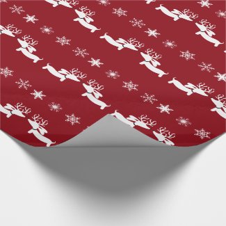 Reindeer Dachshund Snowflakes Gift Wrap Wrapping