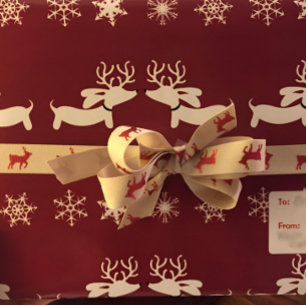 Reindeer Dachshund Snowflakes Gift Wrap Wrapping