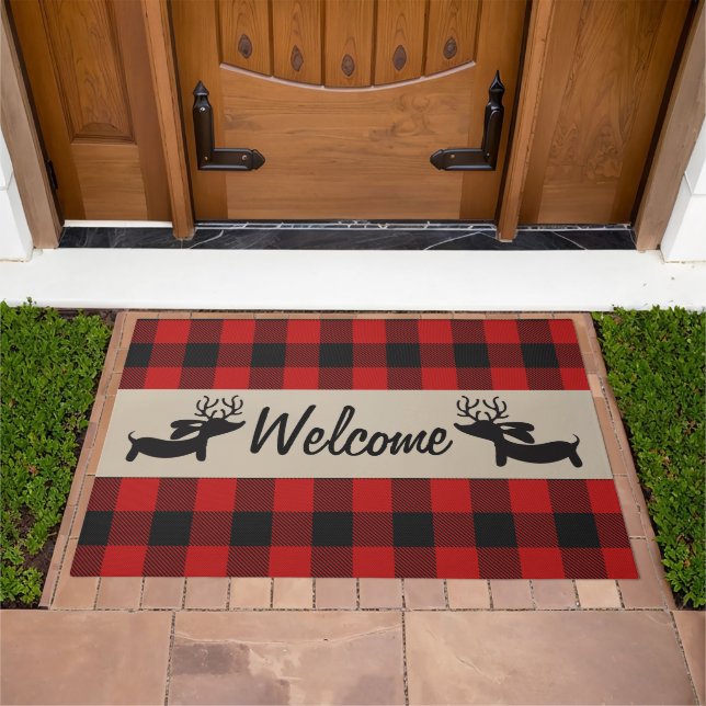 Reindeer Dachshund Welcome Doormat (Outdoor)