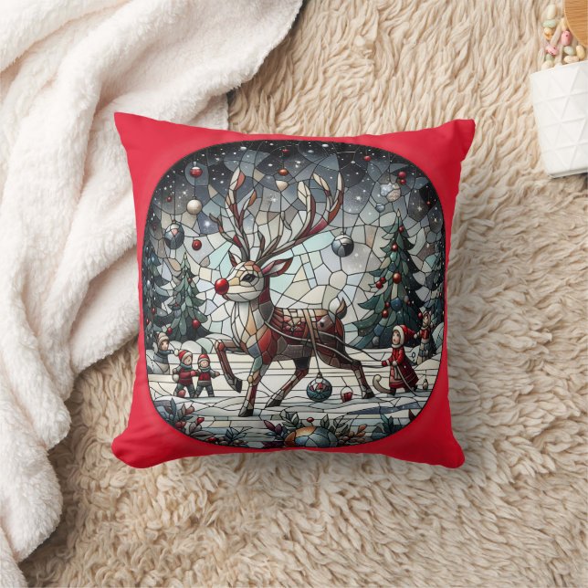 Reindeer dances in a winter wonderland throw pillow (Blanket)