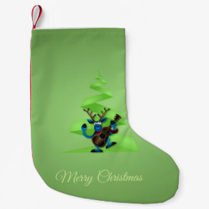 Reindeer Dancing Guitar Merry Christmas Tree Small Christmas Stocking
