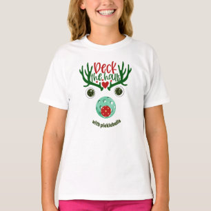 Reindeer Deck the Halls with Pickleballs Christmas T-Shirt