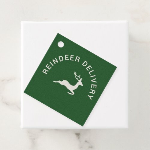 Reindeer Delivery on Green Favor Tags