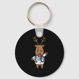Reindeer Doctor Nurse Stethoscope Medical Christma Keychain