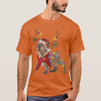 Reindeer Dog Christmas Light Santa Hat Xmas  T-Shirt