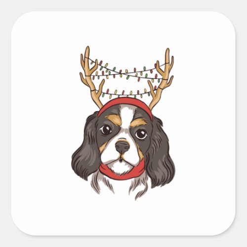 Reindeer Dog Xmas Christmas Canine Gift Square Sticker