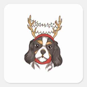 Reindeer Dog Xmas Christmas Canine Gift Square Sticker
