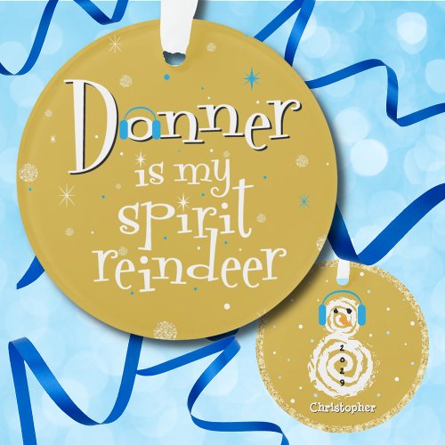 Reindeer Donner Snowman Gold Blue Year Christmas Ornament