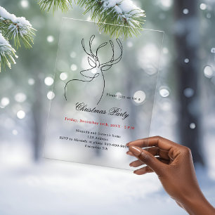 Reindeer doodle modern frosted Christmas Party Acrylic Invitations