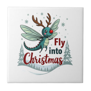 Reindeer Dragonfly Ceramic Tile