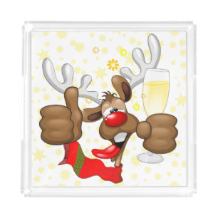 Reindeer Drunk Funny Christmas Character Acrylic Tray
