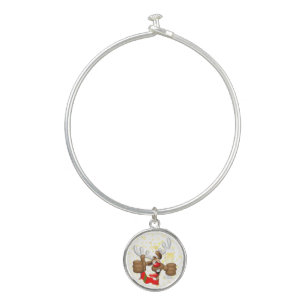 Reindeer Drunk Funny Christmas Character Bangle Bracelet