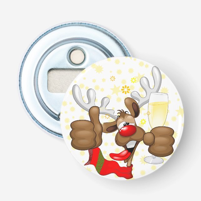 Reindeer Drunk Funny Christmas Character Bottle Opener (Front)