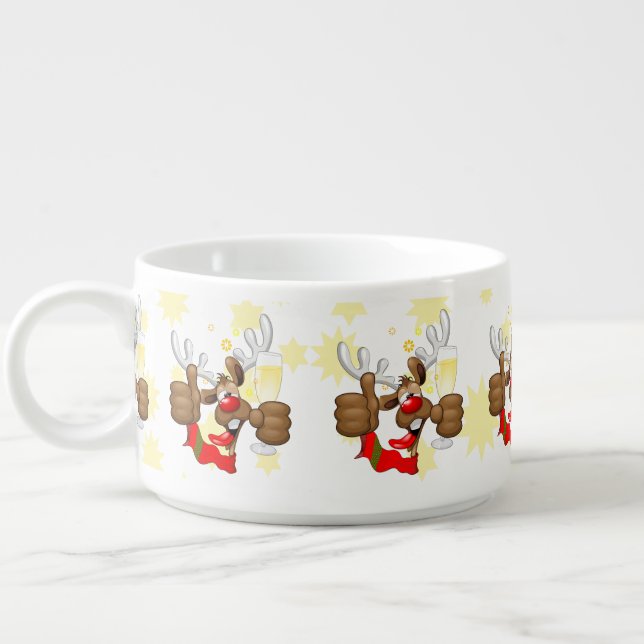 Reindeer Drunk Funny Christmas Character Bowl (Right)