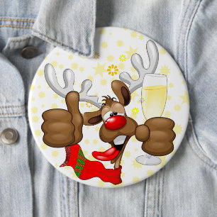 Reindeer Drunk Funny Christmas Character Button