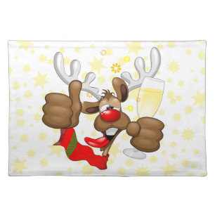 Reindeer Drunk Funny Christmas Character Cloth Placemat