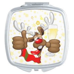 Reindeer Drunk Funny Christmas Character Compact Mirror