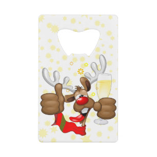 Reindeer Drunk Funny Christmas Character Credit Card Bottle Opener