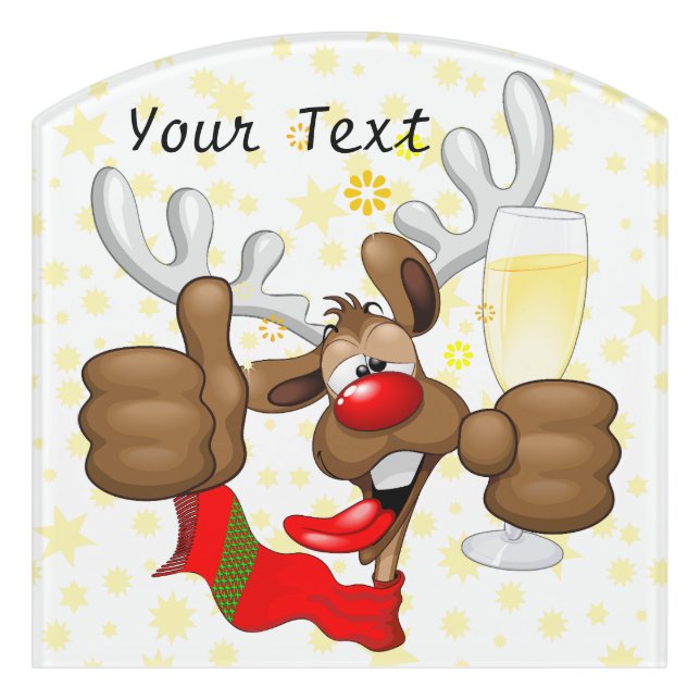 Reindeer Drunk Funny Christmas Character Door Sign (Contour Front)
