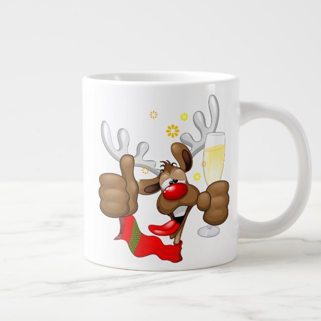 Reindeer Drunk Funny Christmas Character Giant Coffee Mug (Right)