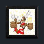 Reindeer Drunk Funny Christmas Character Gift Box<br><div class="desc">Funny Christmas Reindeer Cartoon Character,  Looking really Drunk and groggy,  after the Party,  with still a Glass with Champagne on its paw and with thumb up. Original Vector Graphic Art Copyright BluedarkArt TheChameleonArt.</div>