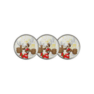 Reindeer Drunk Funny Christmas Character Golf Ball Marker