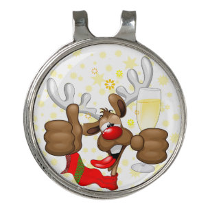 Reindeer Drunk Funny Christmas Character Golf Hat Clip
