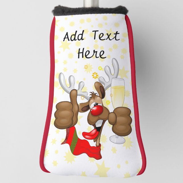 Reindeer Drunk Funny Christmas Character Golf Head Cover (Rotate 90)