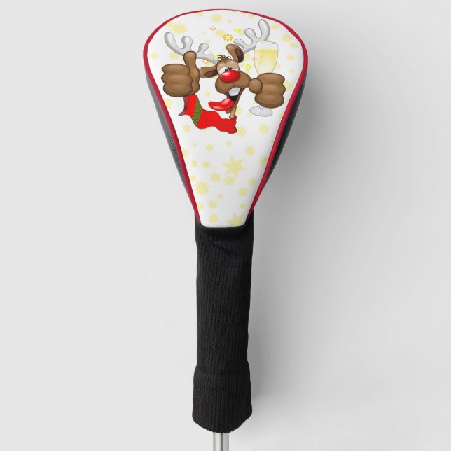 Reindeer Drunk Funny Christmas Character Golf Head Cover (Front)