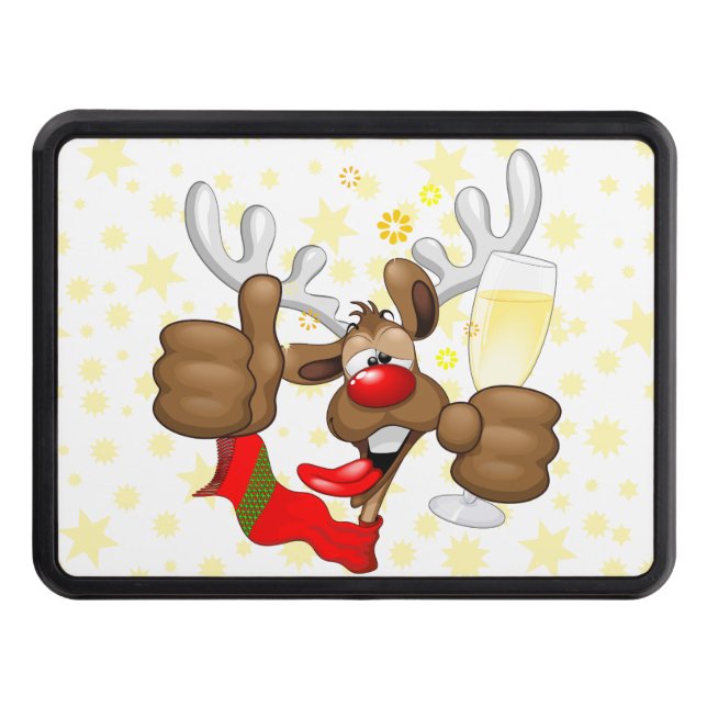 Reindeer Drunk Funny Christmas Character Hitch Cover (Front)