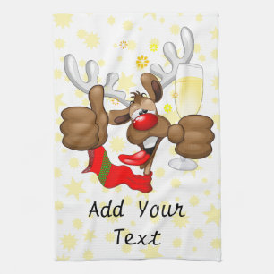 Reindeer Drunk Funny Christmas Character Kitchen Towel