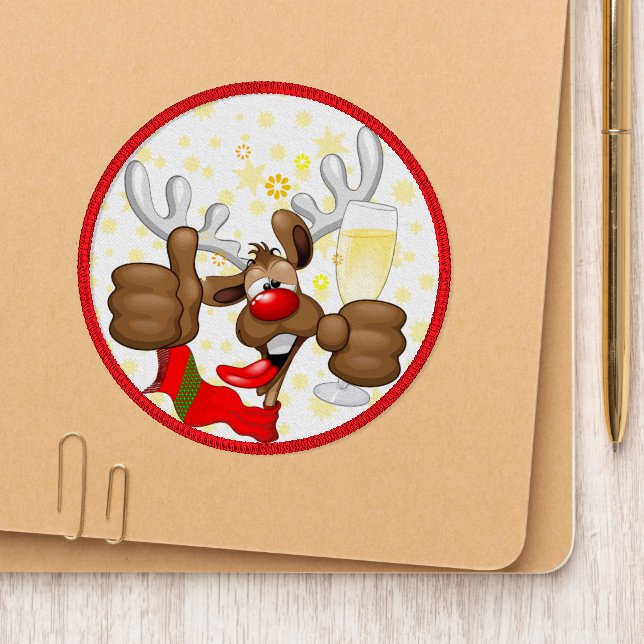 Reindeer Drunk Funny Christmas Character Patch (On Shoe Tip)