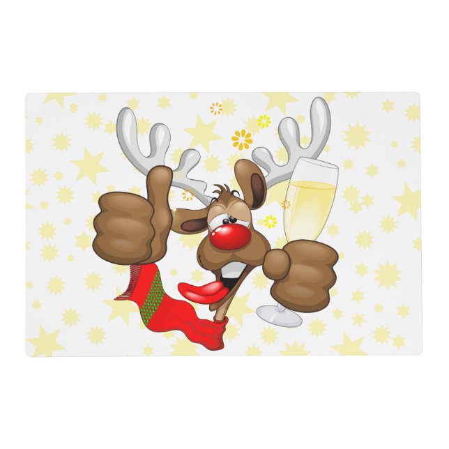 Reindeer Drunk Funny Christmas Character Placemat (Front)